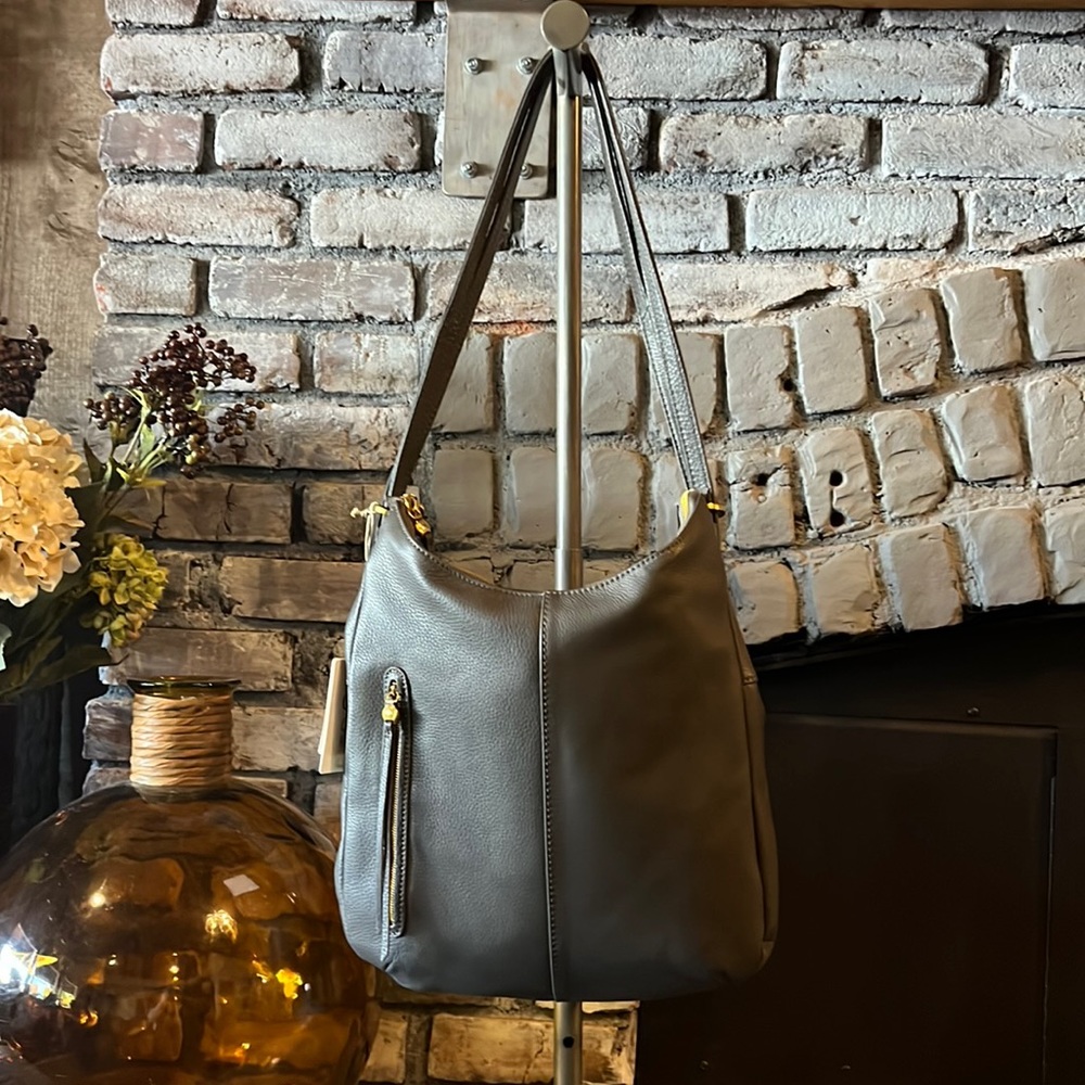 Leather slate versatile medium size handbag